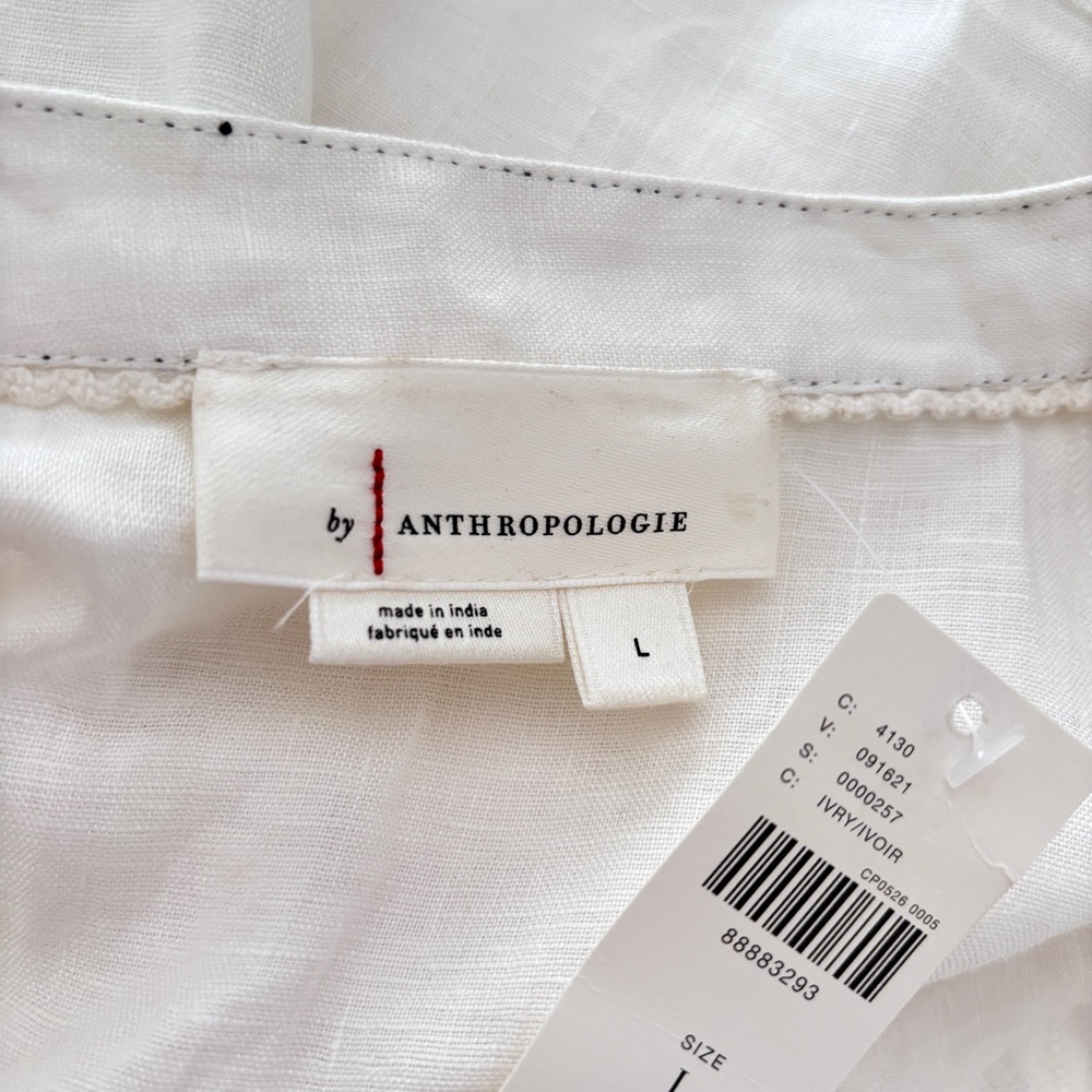 Anthropologie V-Neck Linen Corset Midi Dress - Picture 9 of 9
